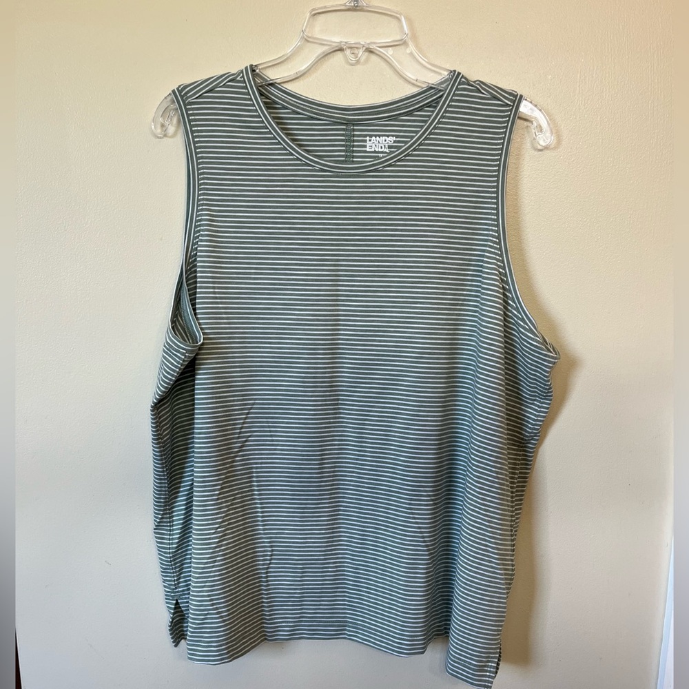 Lands' End Green Striped Tank